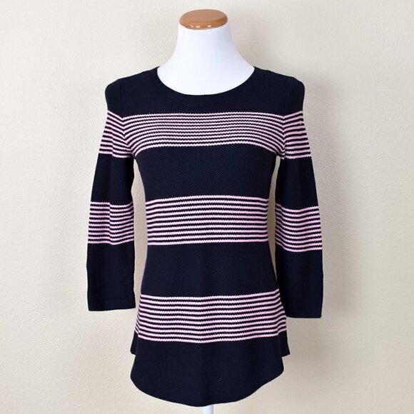 Talbots Sweaters - Talbots Navy and Pink Stripe Sweater NEW XS